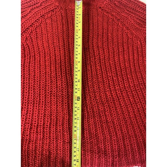 Knit Sweater Women Large Turtle Neck Red Pull Over - Picture 7 of 9